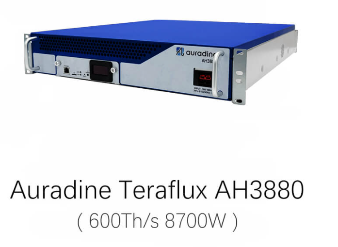 Mineur de Bitcoin Auradine Teraflux AH3880 600 Th/s 8700 W